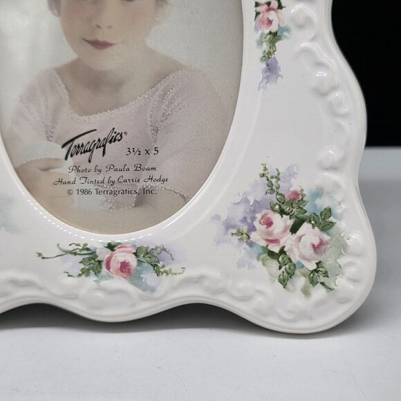 Terragrafics 1986 Floral Musical Ceramic Picture Frame Memories 3.5"x5" - Picture 5 of 11